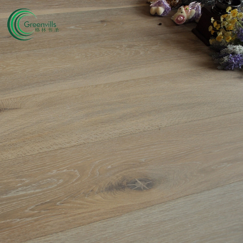 Oak Parquet Wire Brushed Smoked Wood Floor Click Locking Floating Hardwood Floor Solid Board