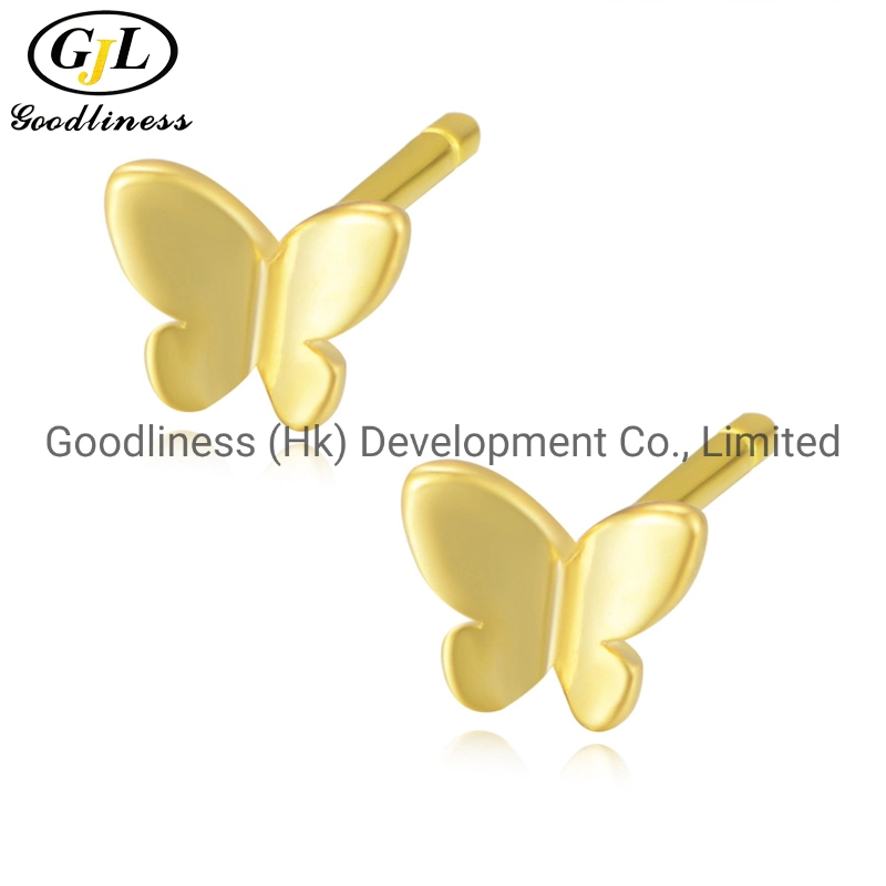 Women Children Plain Silver Butterfly Stud Earrings Fashion Jewelry