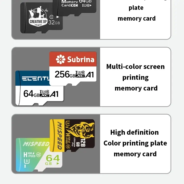 Nouvelle carte SD de stockage en gros 2 Go 4 Go 8 Go 16 Go 32 Go 64 Go 128 Go 32 128 256 Go Carte SD pour appareil photo.