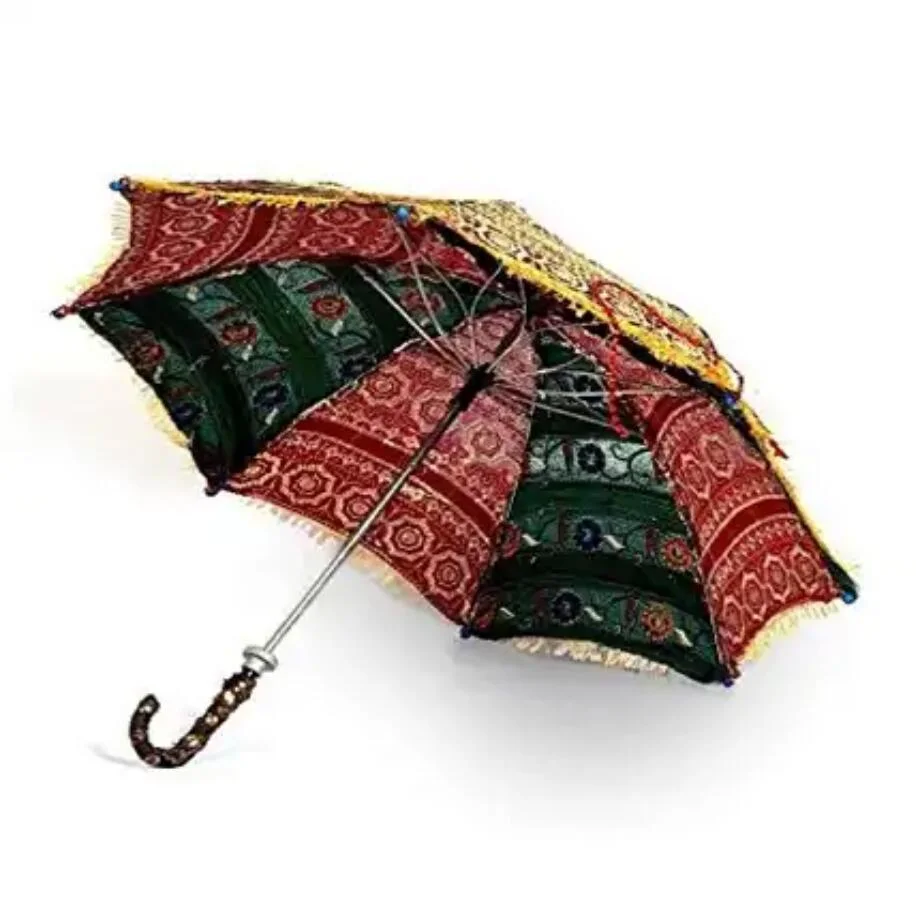 Beautiful Embroidered Handmade Mirror Work Indian Rajasthani Decorative Umbrella Wholesale/Supplier