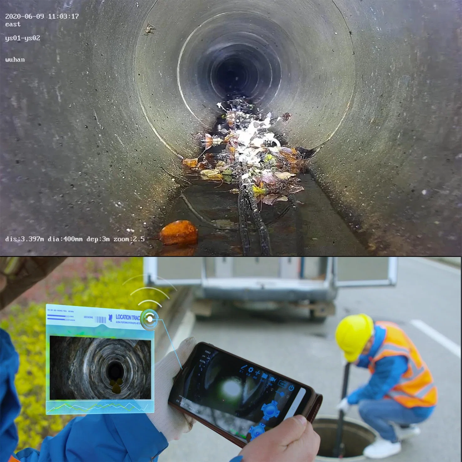 Manhole Pole Camera Quickview Drain Inspection with HD Rotary Camera