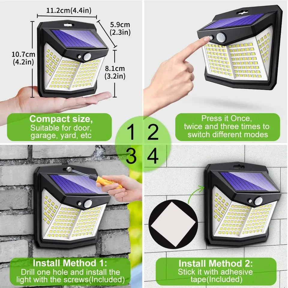 128 LED Solar Light Motion Sensor IP65 مصباح الطاقة الشمسية المقاوم للمياه للخارجية