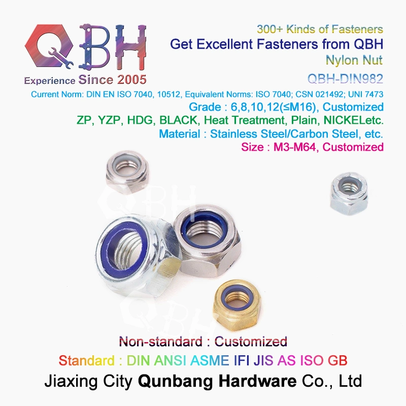 Qbh Customized DIN 985 DIN 982 Copper Brass Carbon Steel Stainless Steel PA66 Nylon Locked Lock Locking Nut Automotive Automobile Car Auto Spare Accessories