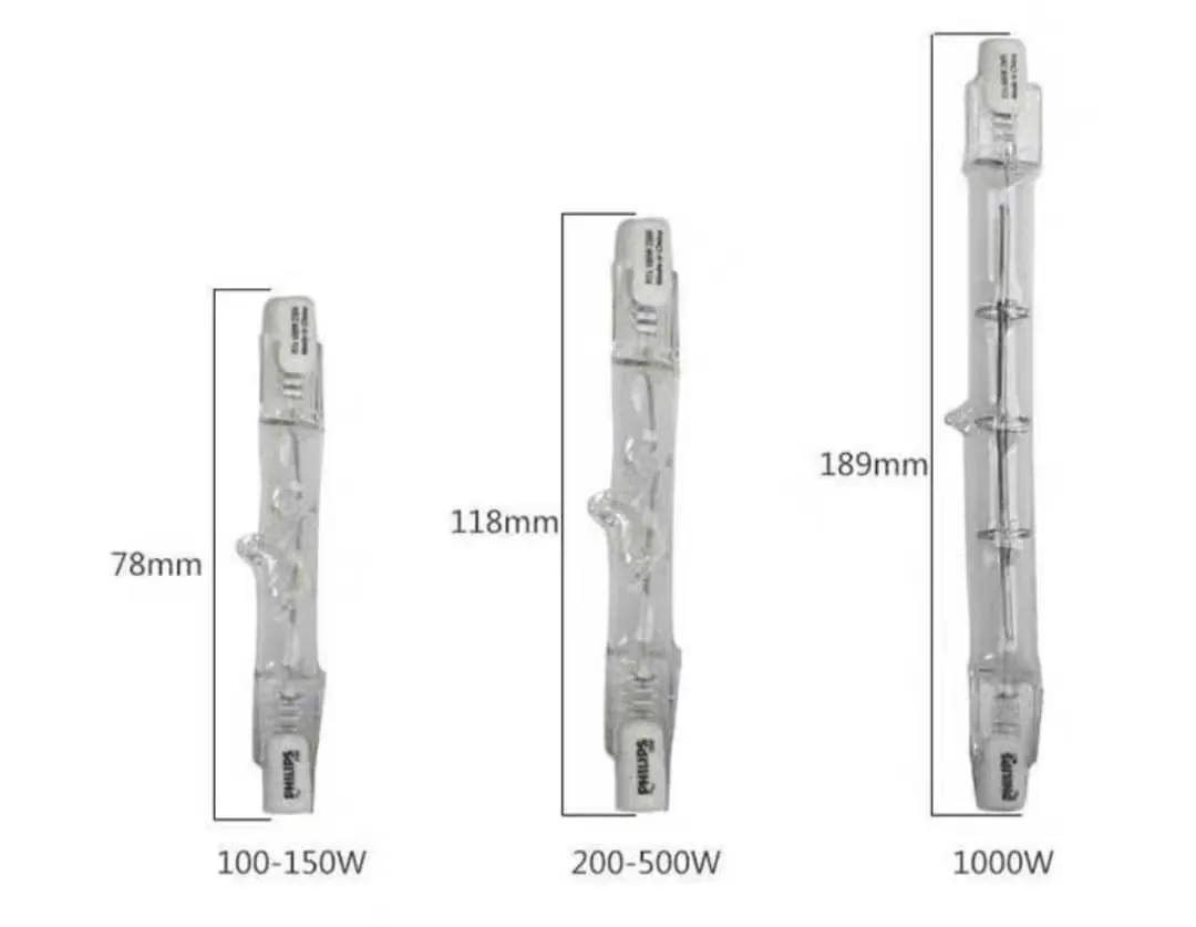 Osram 78 mm 118mm 189mm 220V 100W-1000W Infrared Halogen Tube Drying Quartz Tube Bulb Emitter Heater Heating Element Lamp IR Lamps for Replacement