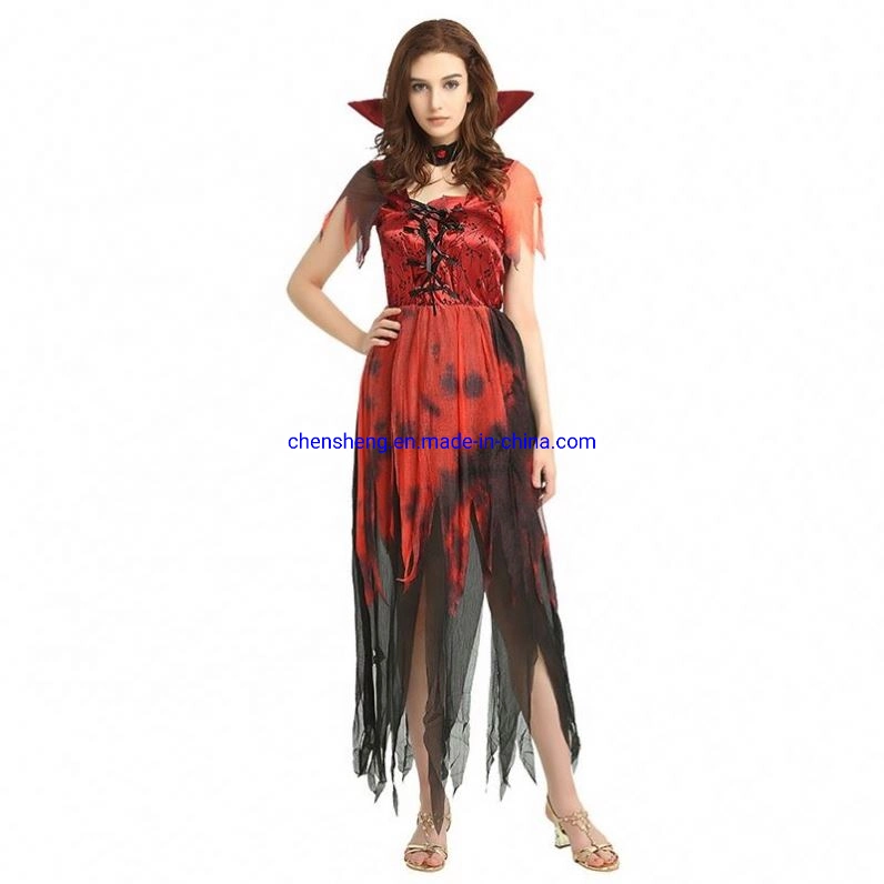 New Fashion Women Halloween Girls Cosplay Vampire Dracula Nightclub Queen Long Dress Party Game Stage Costumes Dresses