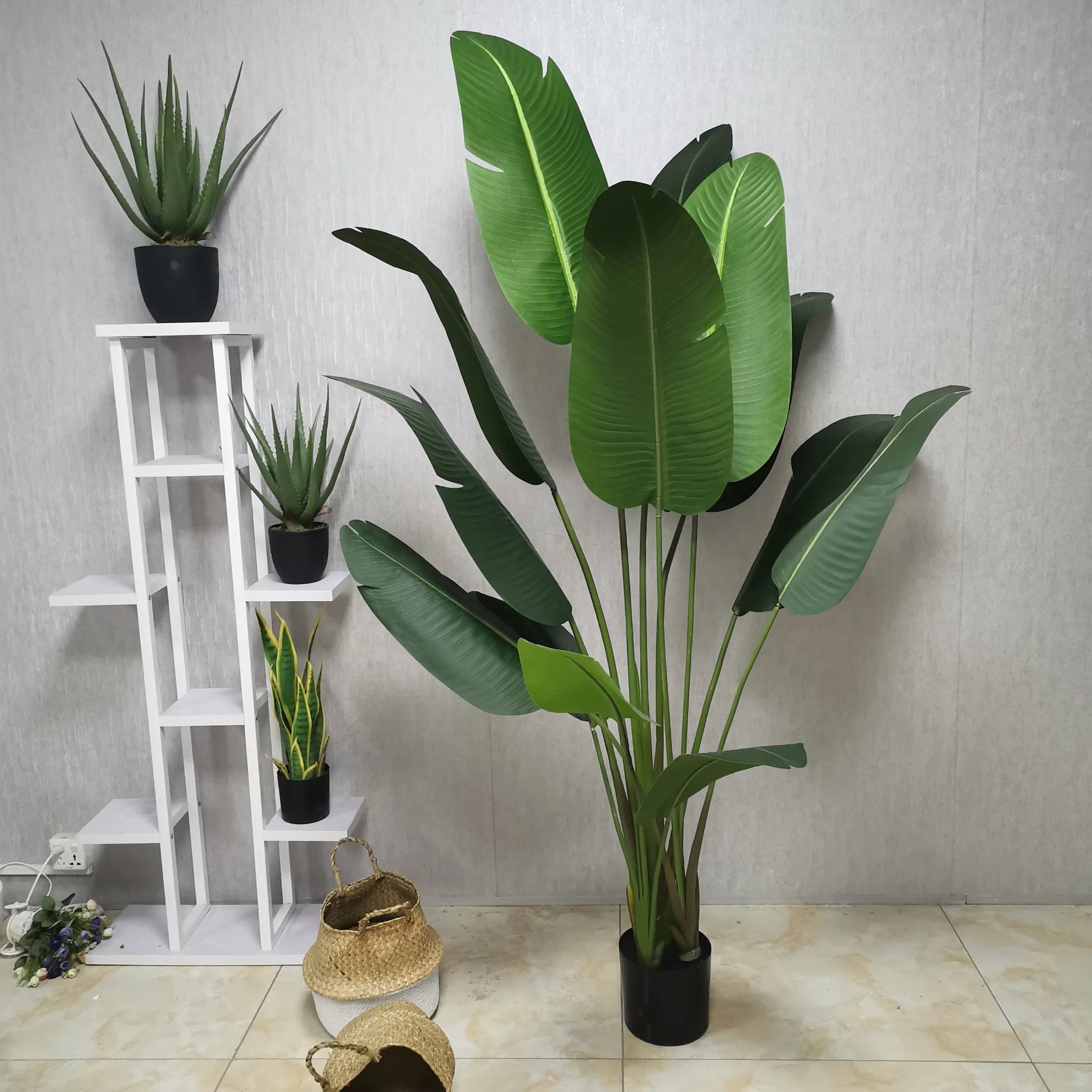 Оптовая торговля бонсай фо растения пластиковые искусственные путешественников' S банан украшено растениями декор для установки внутри помещений