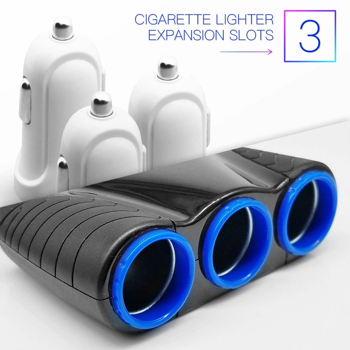 3-Way Auto Sockets Car Cigarette Lighter Splitter USB Cigarette Lighter