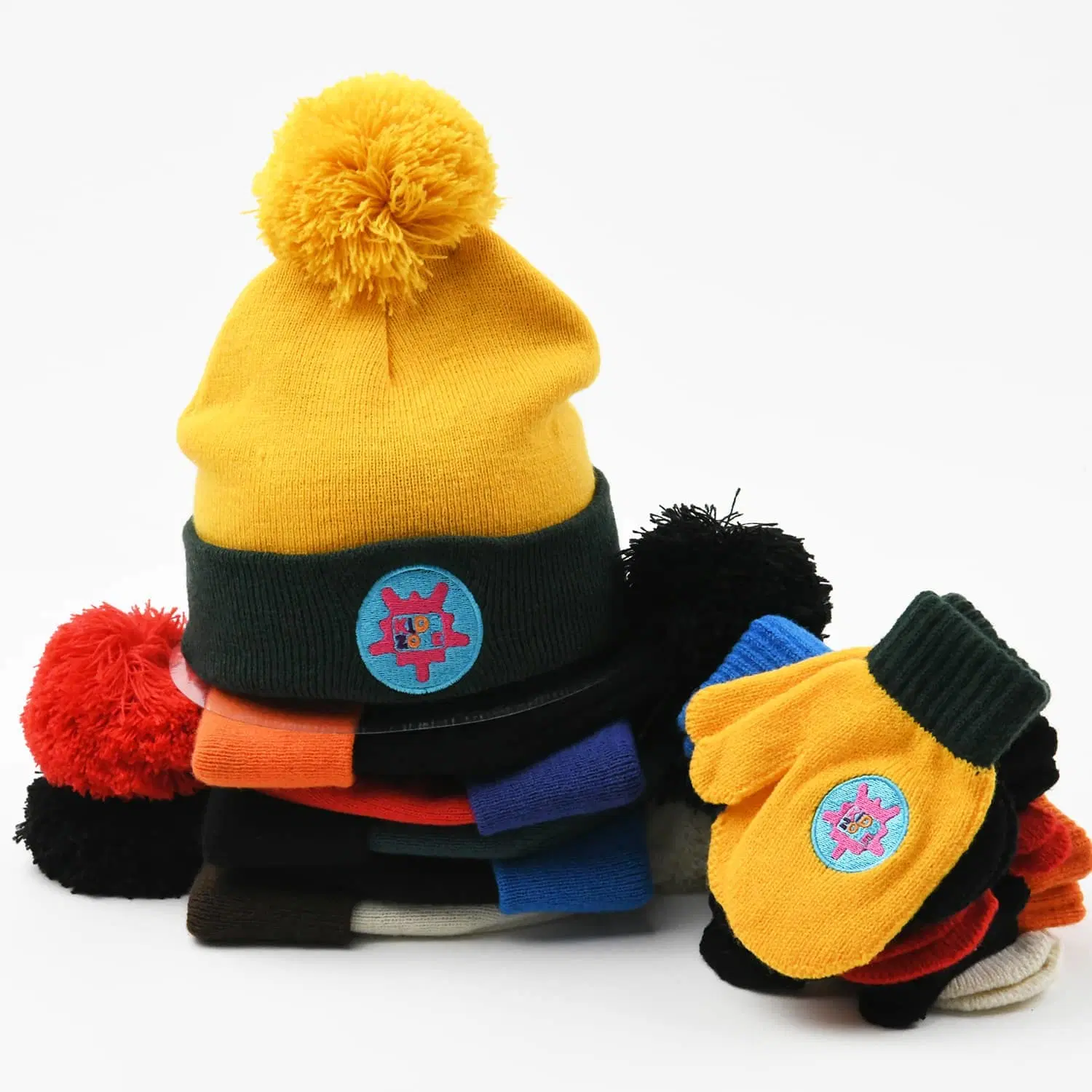 School Contrast enfants Beanie Knit Chapts gants fabricant avec Logo brodé personnalisé chaud doux mignon pour enfants hiver