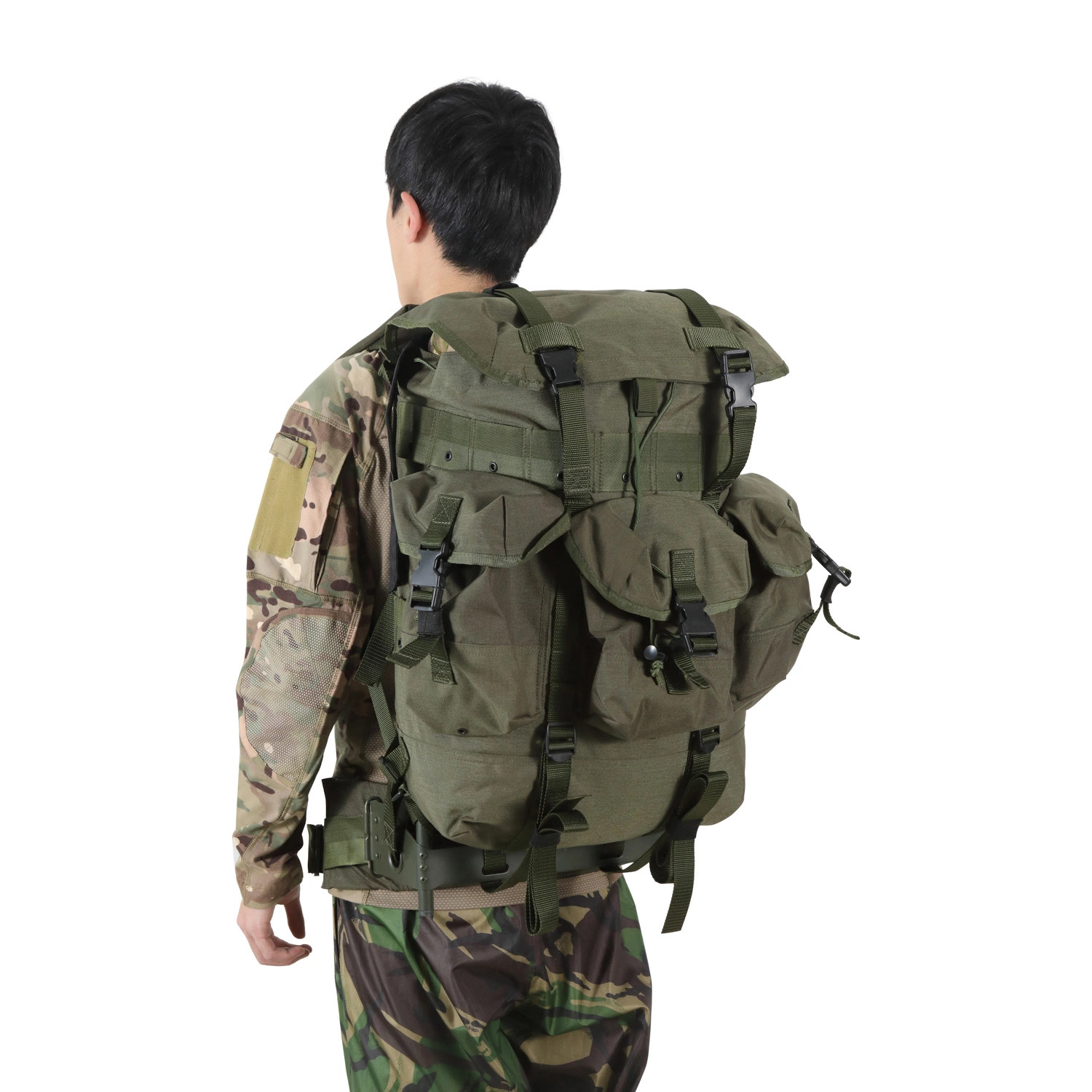 Standard Olive Green Light Weight Polyester Alica Pack for Us Army, Large Capacity Cheap Polyester Alice Backpack for Outdoor