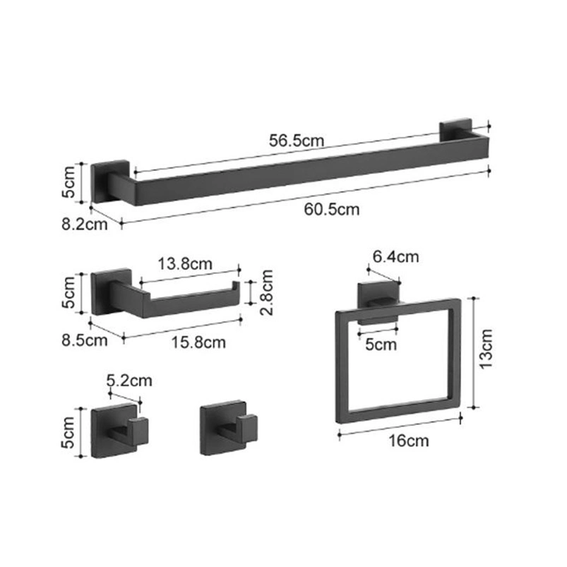 Modern Stainless Steel Bathroom Accessories Set: 5-Piece Wall-Mounted Towel Racks with Towel Bar, Ring, Hook, and Paper Holder&mdash; Accessories Set