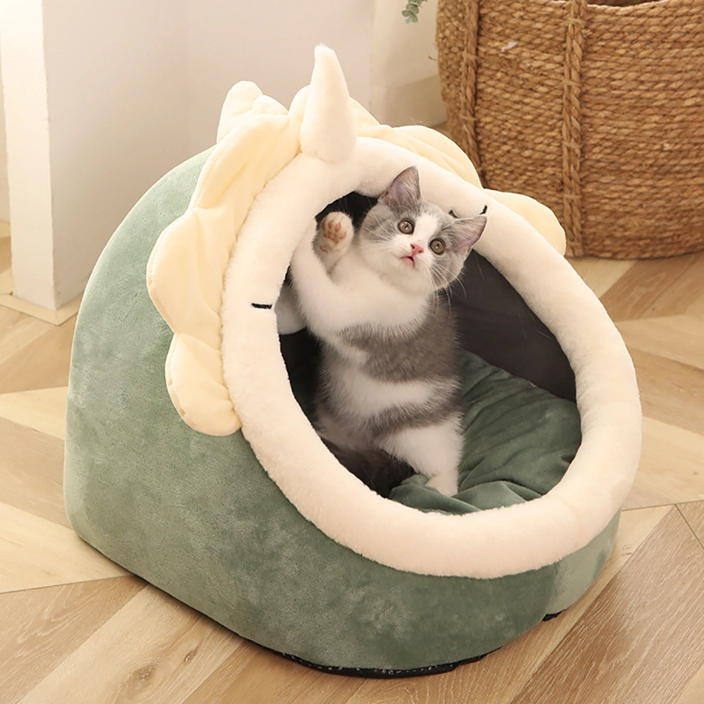 Semi-Enclosed Comfortable Luxury Cartoon Style Cotton House Pet Cat Bed Warm House