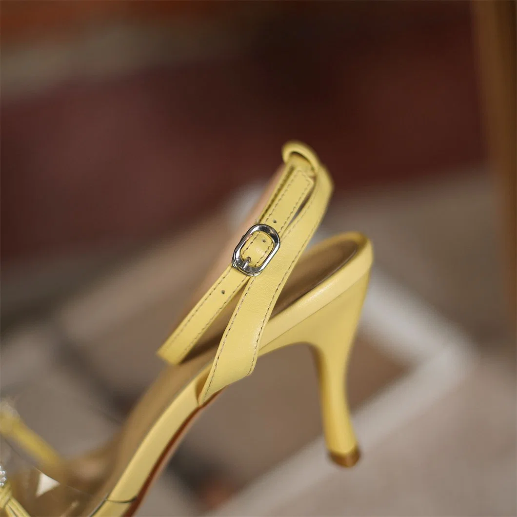 Fashion Translucent PVC Women Shoes Ankle Strap Slim Heel Sandals