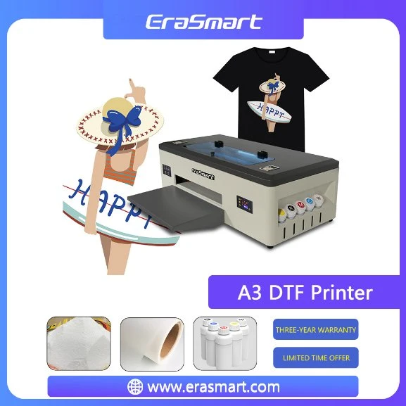 Erasmart L1800 1390 Head Inkjet Produktetikett T-Shirt-Druck Maschine Pakistan Flexoographic A3 DTF-Drucker