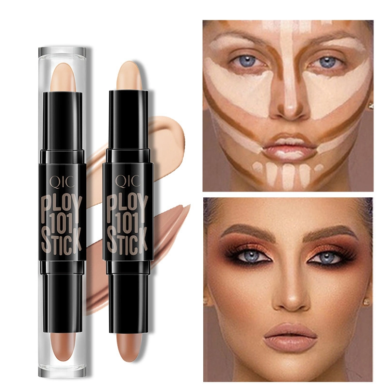 Qic corrector doble cabeza de la reparación Stick maquillaje tridimensional cosméticos Lápiz de sombra de ajuste de la cara brillante resaltar