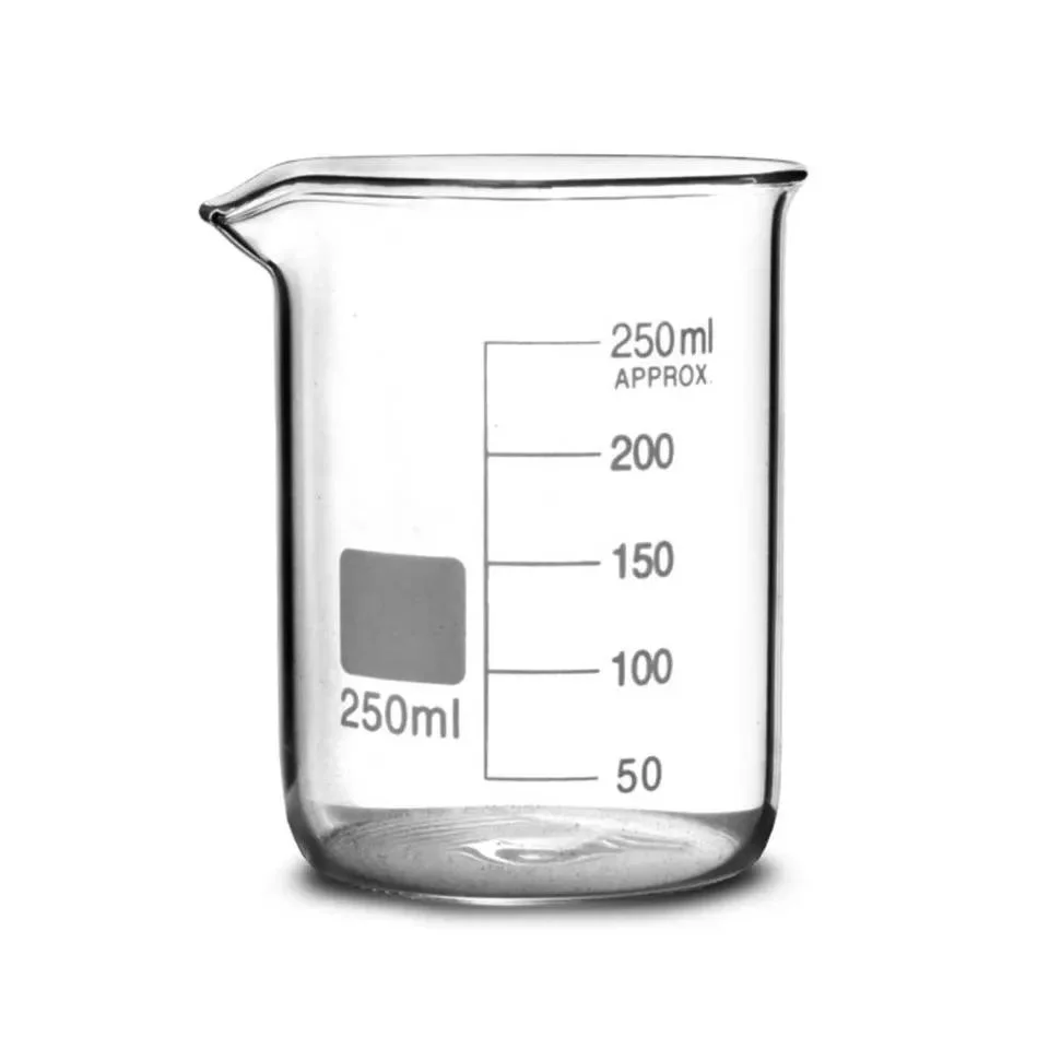 Vaso de vidrio de medición 200ml vaso de precipitados de forma baja vaso de borosilicato