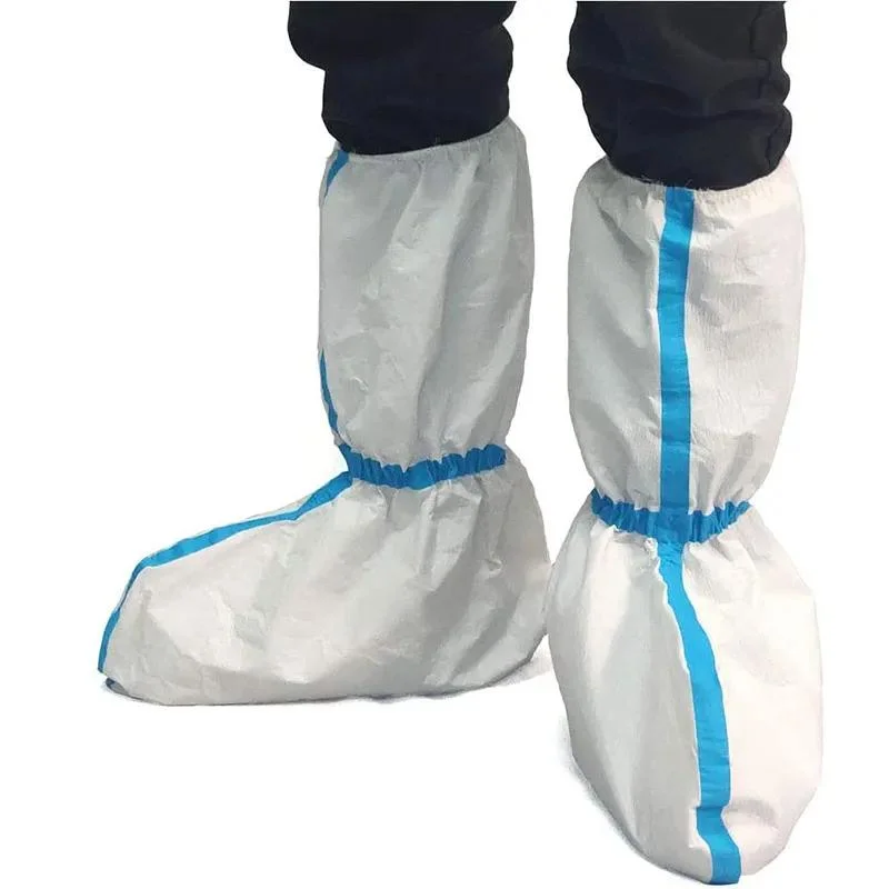 SJ Medical Shoe Cover Anti Slip Non woven PP+PE Waterproof Long Shoe Covers Disposable Medical Isolation PE Boot Covers