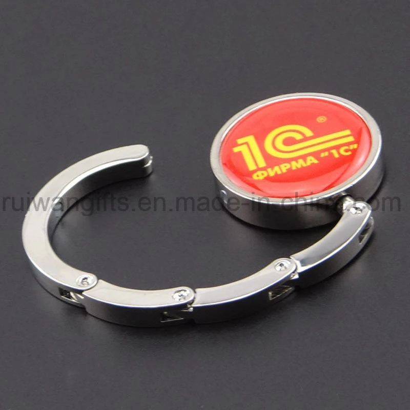 Promotion Metal Bag Hanger with Epoxy Dome Logo