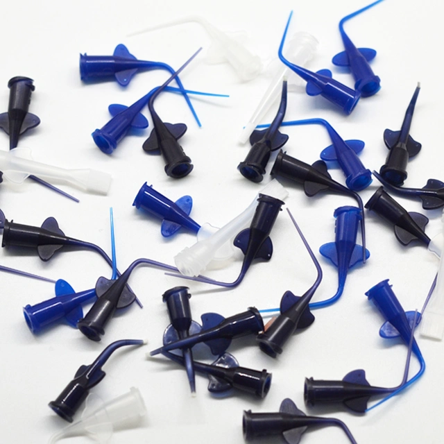 Dental Disposable Syringe Tip Dental Irrigation Tips 200PCS/Bag Blue White Transparent