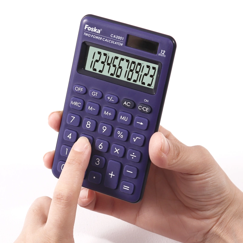 Foska Calculadora 12 chiffres calculatrice de bureau de l'énergie solaire et de la batterie
