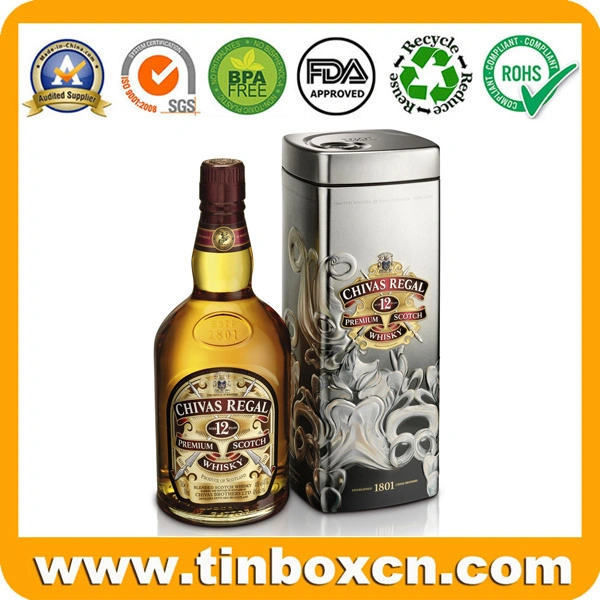 Premium Metal Square Tin Box for Wine Vodka and Whisky Packaging