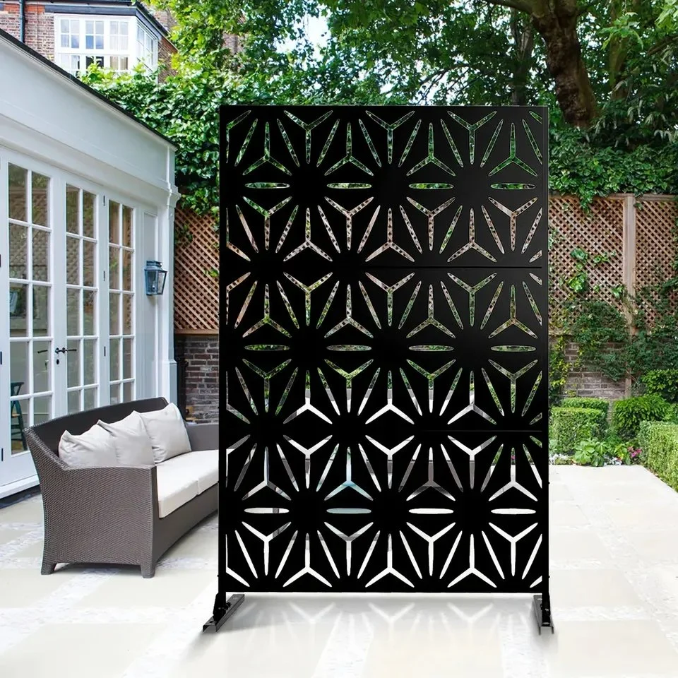 Aluminum Fence Large Retangle Carving Hollow-out Metal PVDF Coating Folding Screen Partition for Living Room