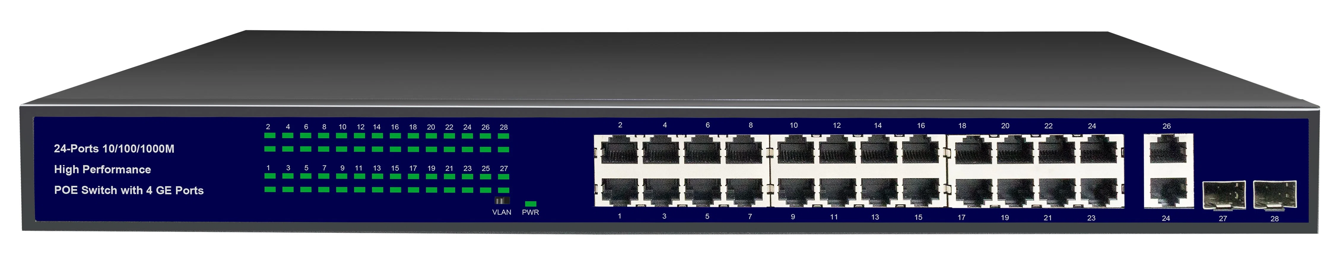 Fibre-Poe-Switch mit 24 Ports und Gigabit-Poe-Ports, CCTV/IP-Kamera/IP-Telefon/Wireless AP mit 400W Poe Leistung