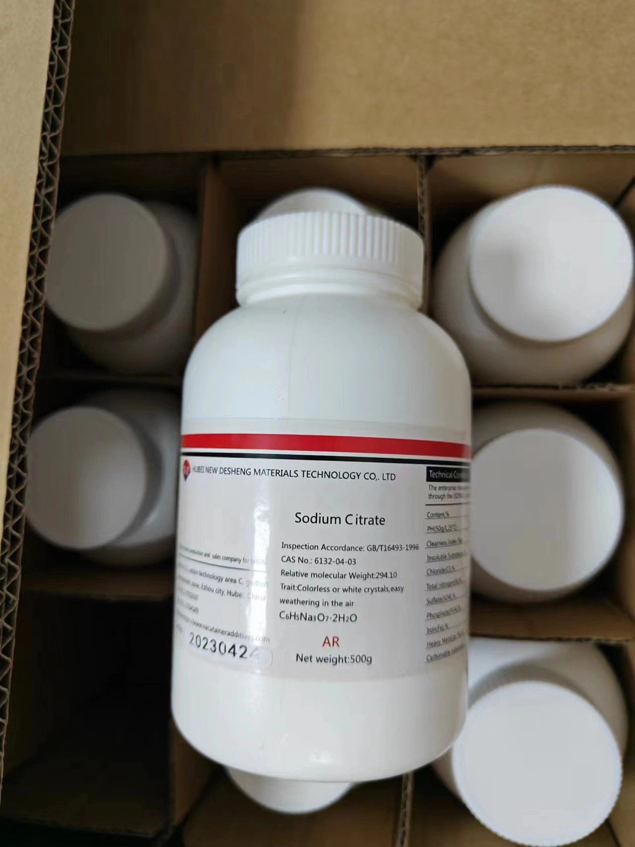 Citrate de sodium cas 6132-04-3 additifs pour tubes de prélèvement sanguin