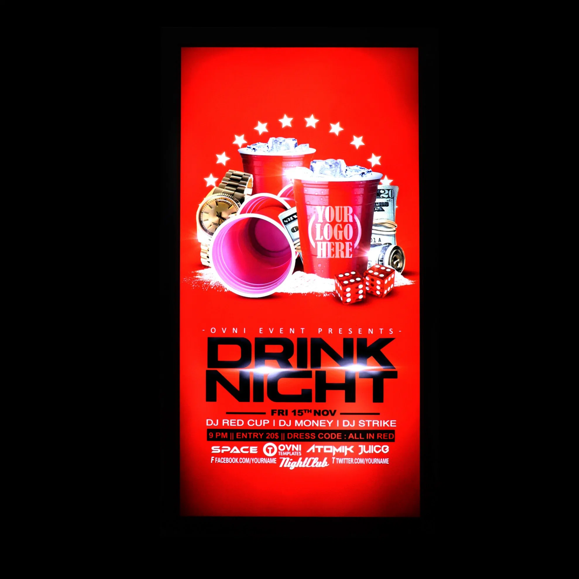 150*60*8cm Double Side UV Print Cloth Light Box Apply at Mall, Shop, Store, Exhibition