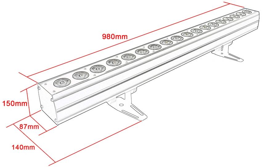 18X18W DMX Barra LED UV RGBWA 6en1 Fase LED DMX512 bañador de pared para uso en interiores de la luz de discoteca DJ