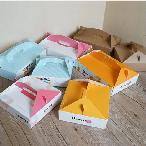 Wholesale/Supplier Customized Color Printing 4 PCS 6 PCS Donut Paper Package Print Egg Tart Pastry Cake Packing Custom Printed Donut Cardboard Boxes Baking Packaging