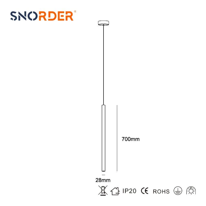 Hergestellt in China 2CCT Aluminium moderne gebürstete Kupfer Körper LED Pendelleuchte 6W Lineare LED Pendelleuchte