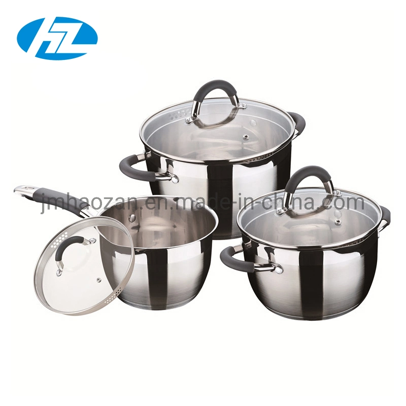 Acero inoxidable utensilios de cocina olla con el borde de los labios de vertido fácil