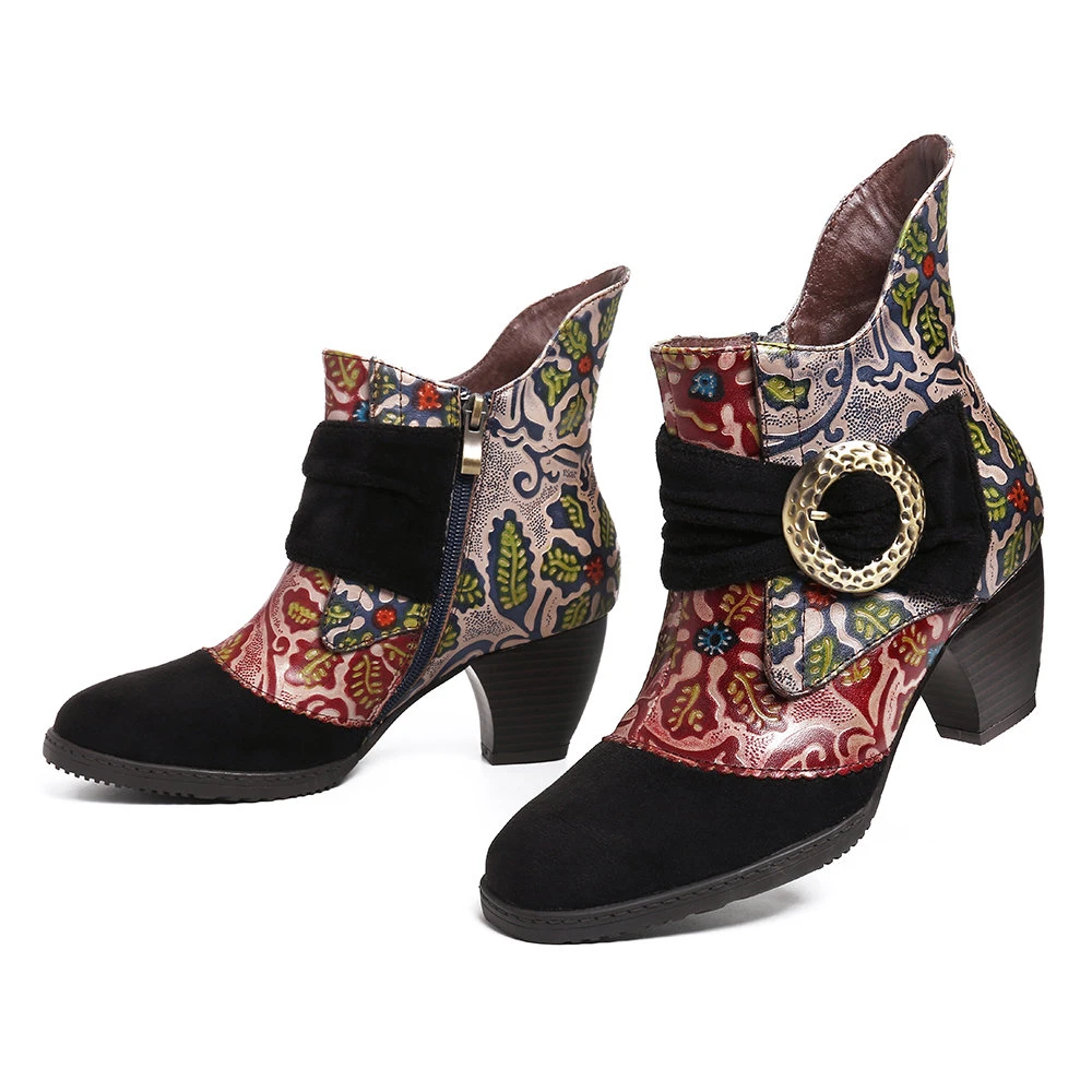 Women's Retro Handmade Leather Boots Bohemian Ankle Shoes