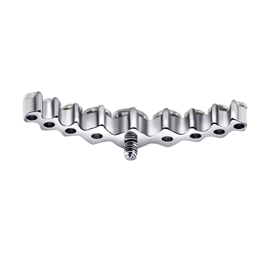 Metal eterno ASTM F136 Titanio 9 Prong Set curva CZ Joyería de Piercing de cuerpo de Top con rosca interna