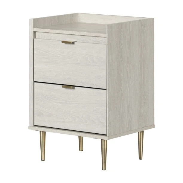 Nordic Style Modern Wooden Nightstand Home Furniture Bedroom Bedside Table with Metal Legs