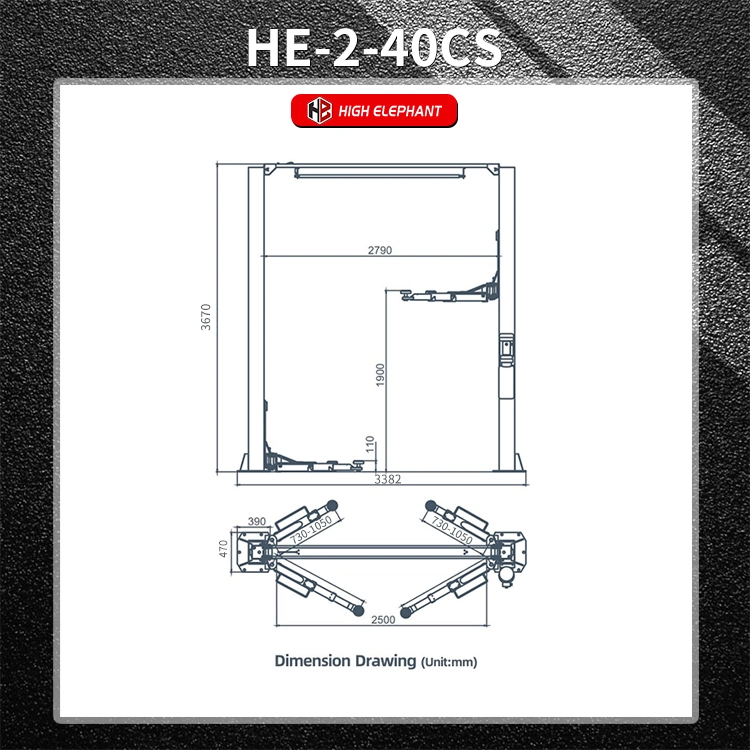 4000kg Heißer Verkauf Hydraulische Werkstatt Auto zwei Post Auto Lift