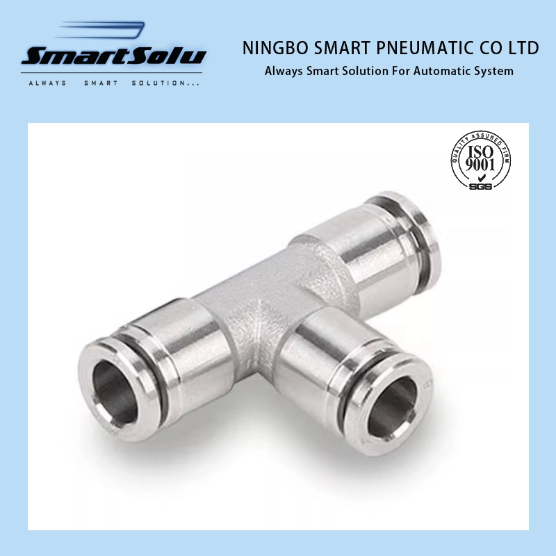 Tkc-PE-G Nickel Plated Brass Tee Pneumatic Quick Connect Fitting for PU Tube with O-Ring