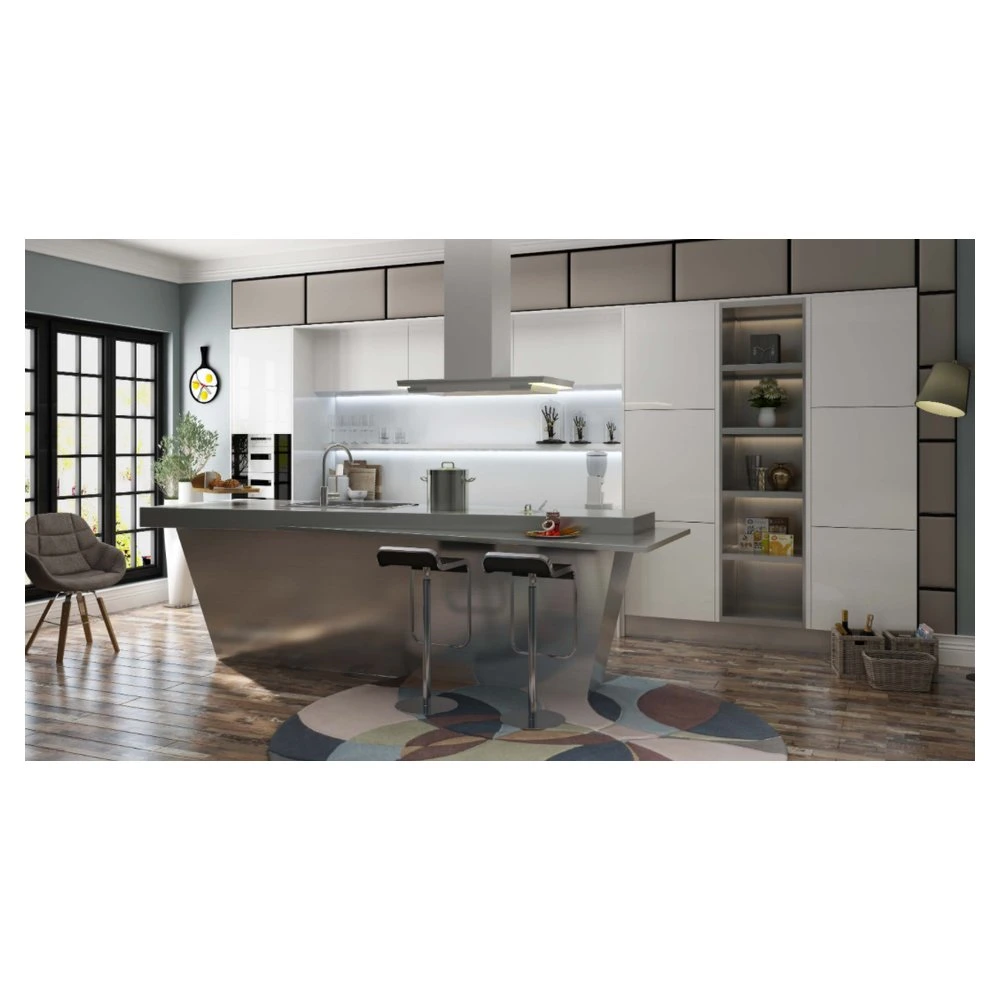 Prima Alta calidad Cocina de Gabinete inoxidable Diseño de Casa fácil de Cocina modular de acero inoxidable