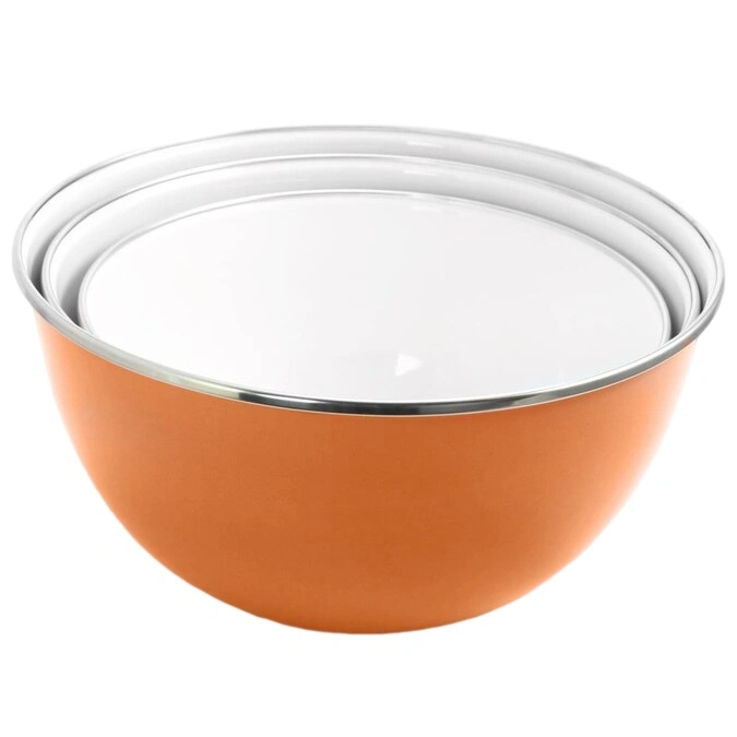 Factory Wholesale/Supplier Enamel Mixing Bowls with Plastic Lids 20cm Enamel Bowls