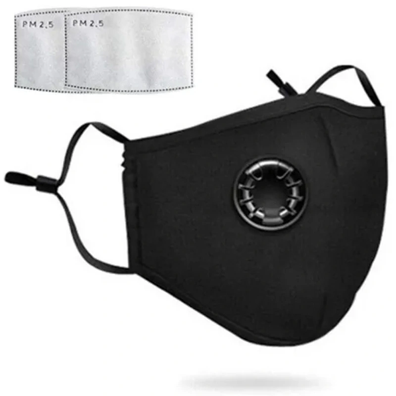 Reusable Cotton 3 Layers Face Mask with Valve and Pm2.5 Filter