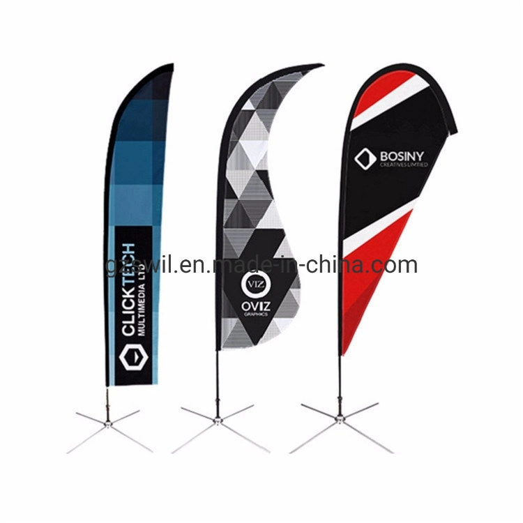 Logo Customized Polyester Advertising Wave Teardrop Beach Flag