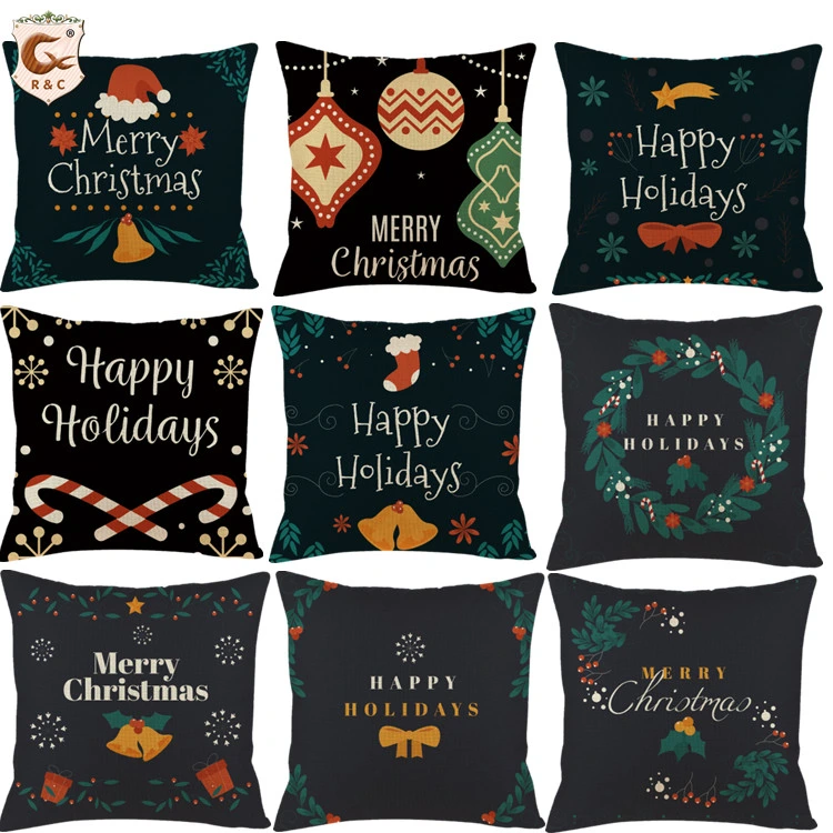 Cartas de Navidad negro Funda de cojín copo de nieve cubierta de almohadas decorativas