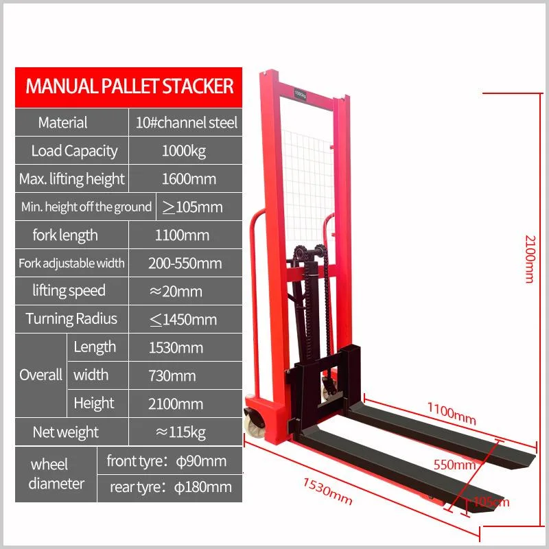 2 Ton Hydraulic Pump Pallet Lift Tool Manual Forklift with Nylon Wheels