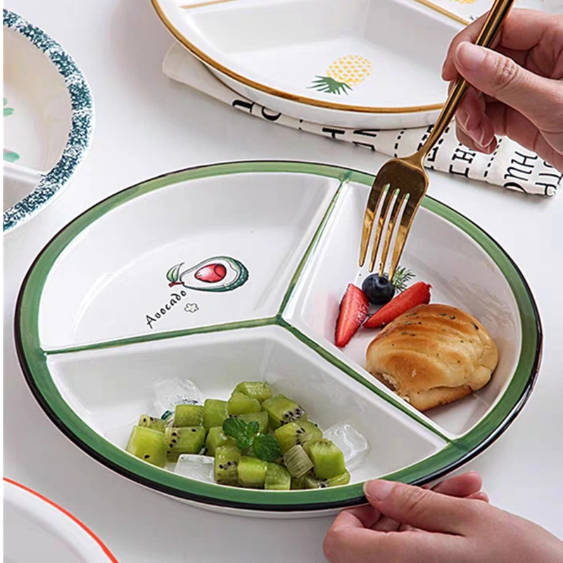 Pineapple Ceramic Divider Plate Personalized Household Children Divider Breakfast Plate Japanese Tableware for One Person