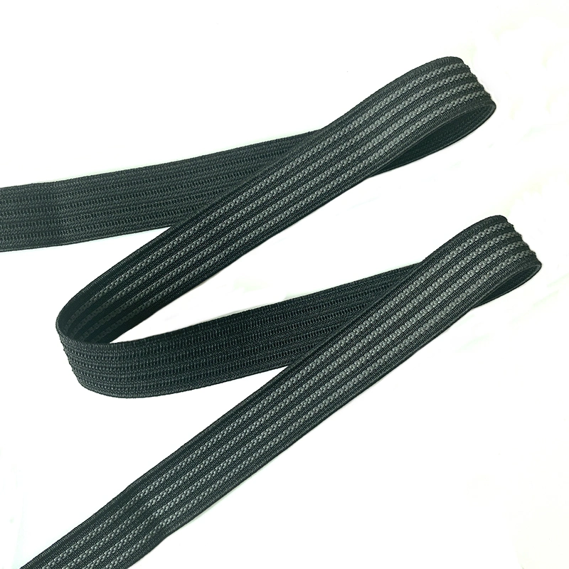 3/4" Black Non Slip Gripper Rubber Fabric Elastic Ribbon Webbing for Bike Shorts, Cuffs of Ski-Wear, Underwear