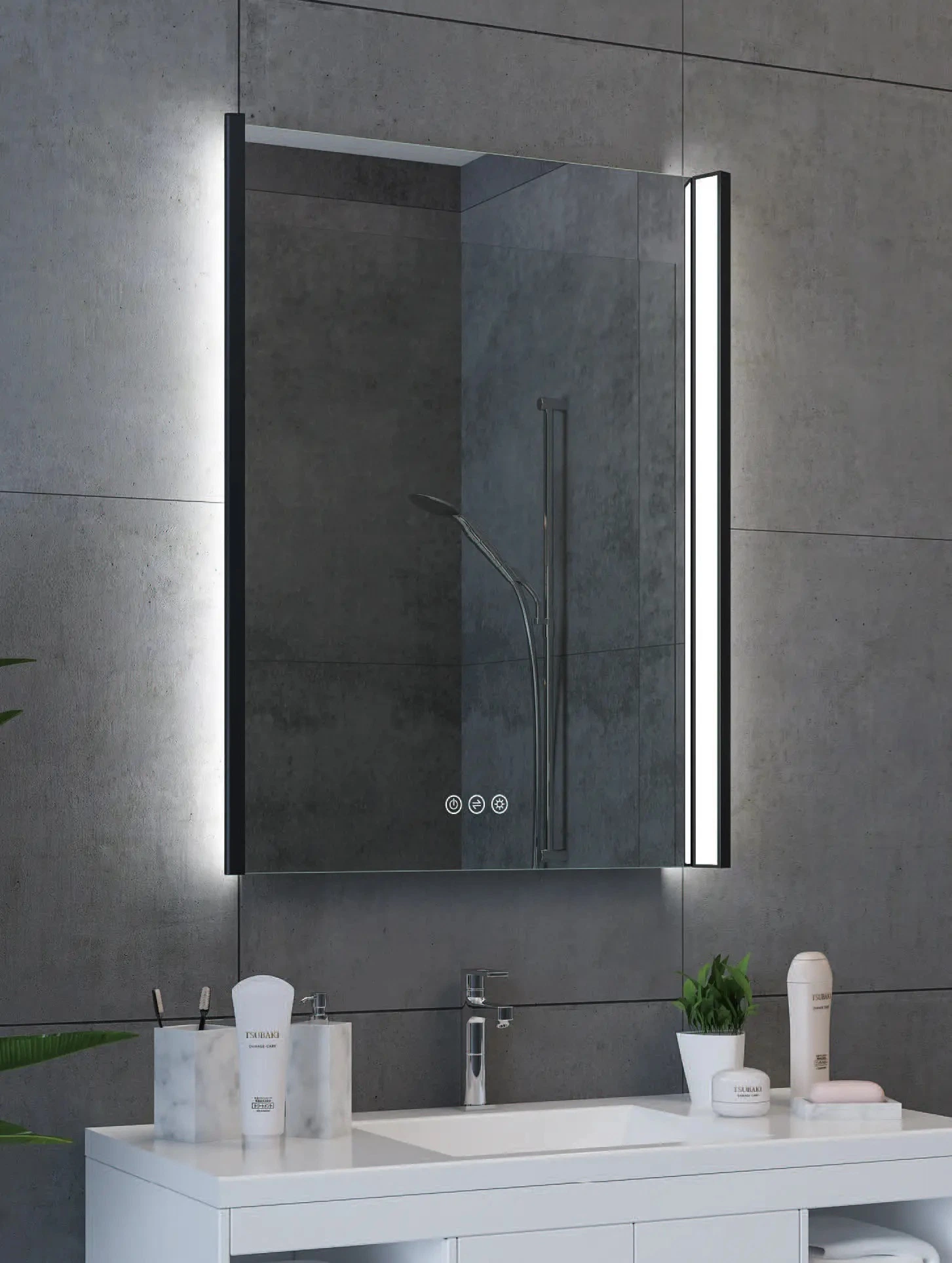 Fabricant de salle de bains Miroir de toilette Coiffeuse Miroir de bain éclairé par LED Miroir intelligent étanche Miroir LED sans cadre avec éclairage vif