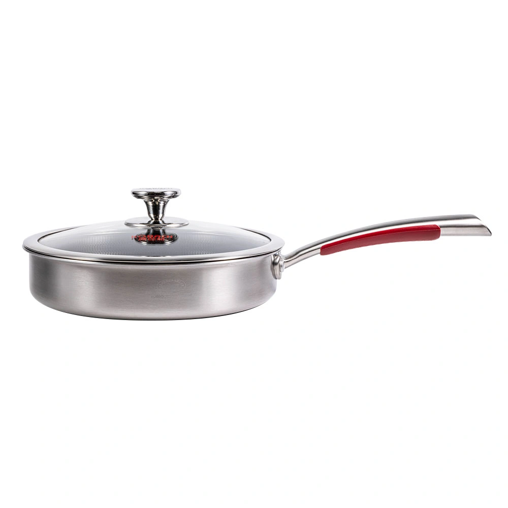 Round Kitchen Appliance Stainless Steel Cookware with Lid Stainless Steel Non-Stick Frying Pan