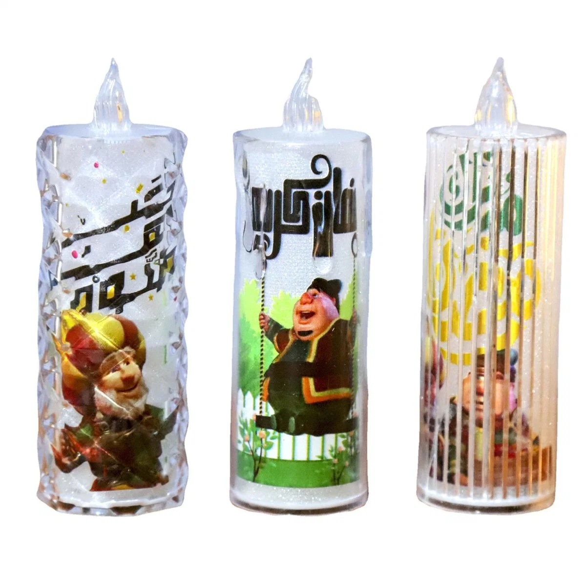 Светодиод Рамадан пластмассовый сосуд в форме свечи формы лампы орнамент ислам мусульманская сторона расходные материалы