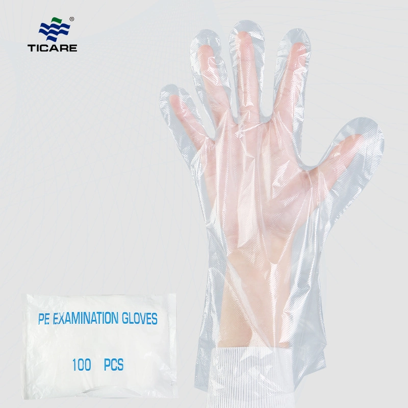 Guantes de examen de PEBD de PEBD transparentes