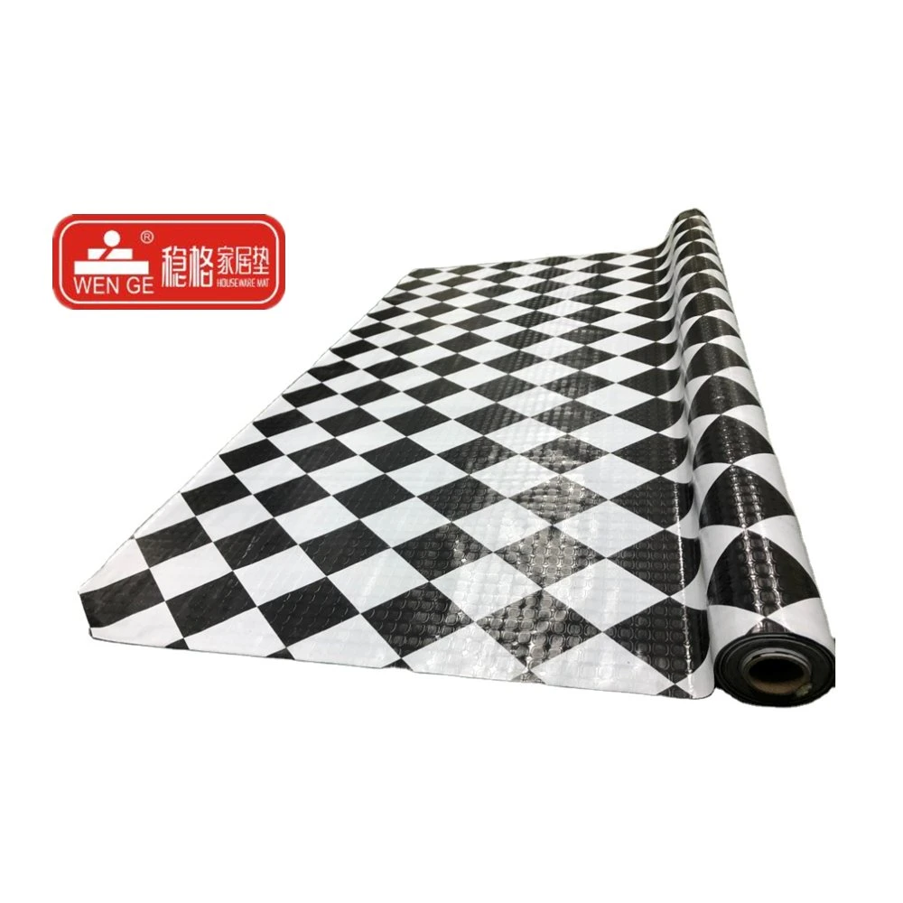 0.32mm - 0.7mm Black and White Checkered PVC Floor Linoleum Vinyl Flooring Rolls PVC Vinyl Flooring Roll Cheap Plastic Flooring Carpet Covering